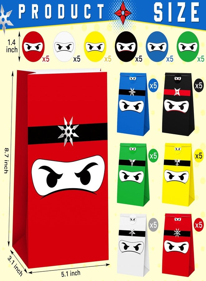 Chivertion 30 Pcs Ninja Gift Bags with Stickers Ninja Goody Gift Treat Bags for Birthday Themed Party Supplies - Image 2